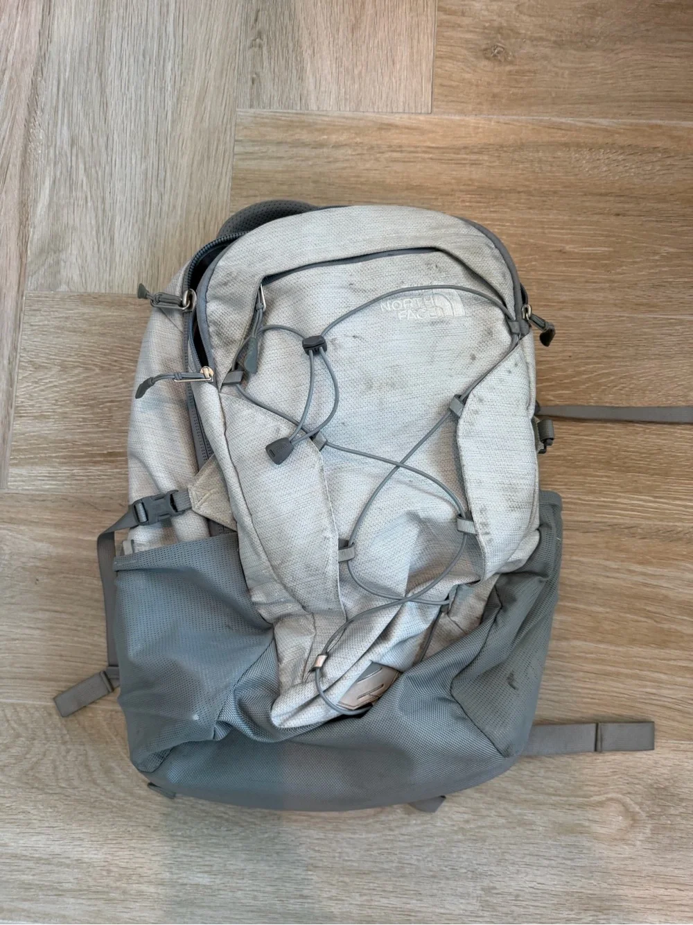 The North Face Light Gray and Dark Gray Backpack